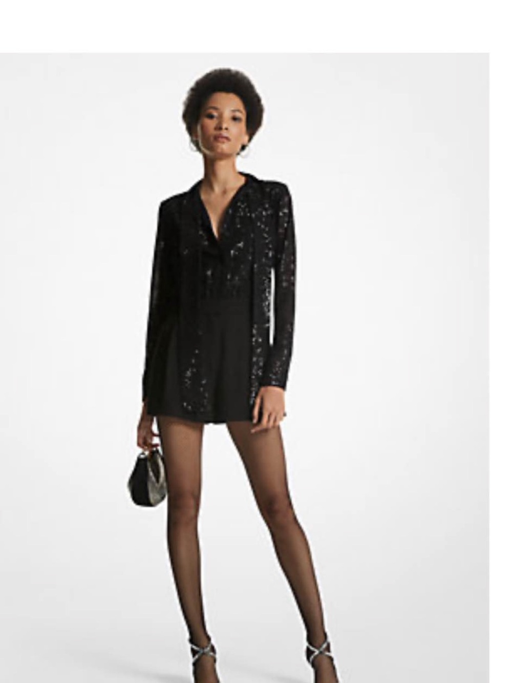 Black Sequin Blazer Romper Michael Kors